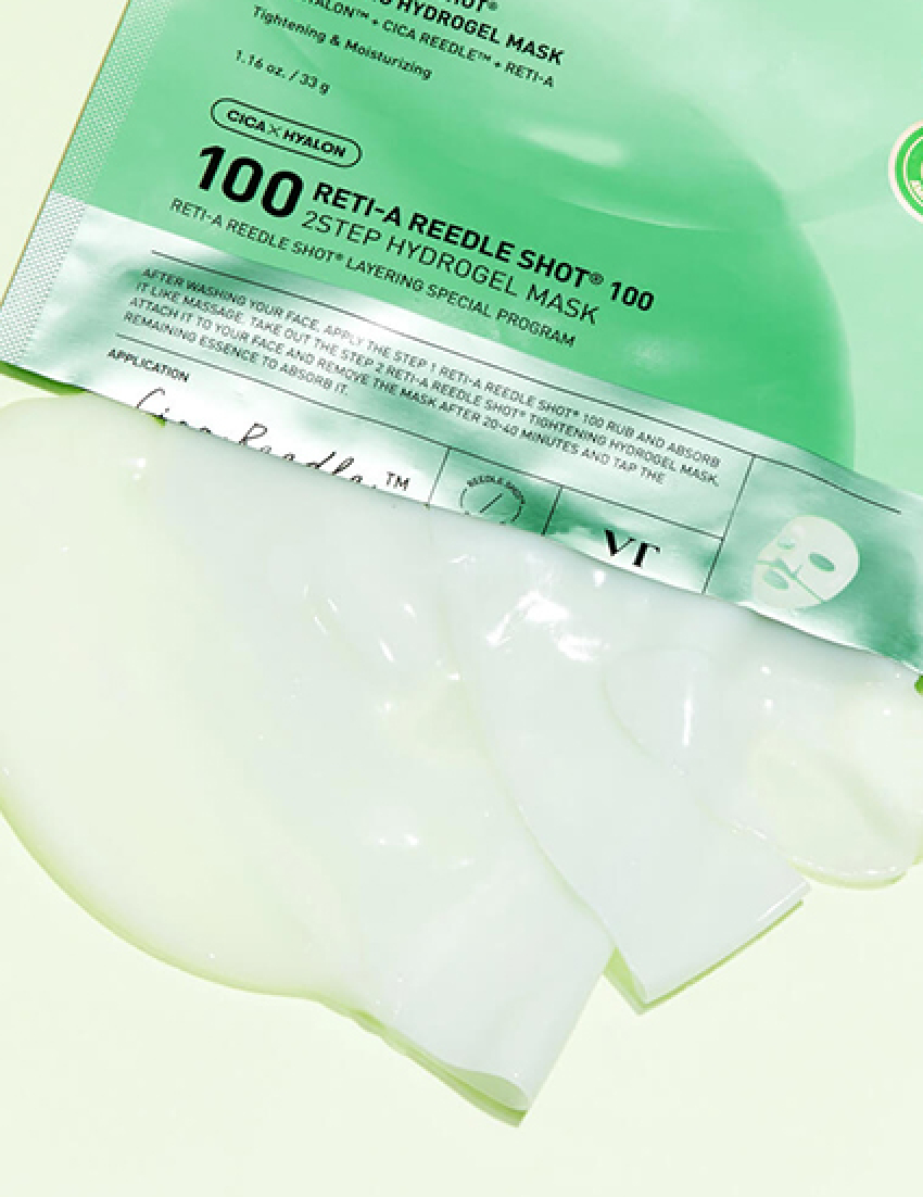 VT RETI-A REEDLE SHOT 100 2STEP HYDROGEL MASK Маска двухфазная с ретинолом и микроиглами VT Cosmetics, 1.5г + 33г